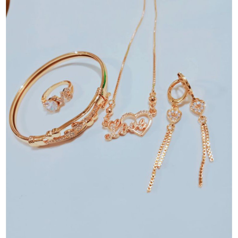 Fourfashion Set Perhiasan Dewasa Motif Love Kekinian HH091