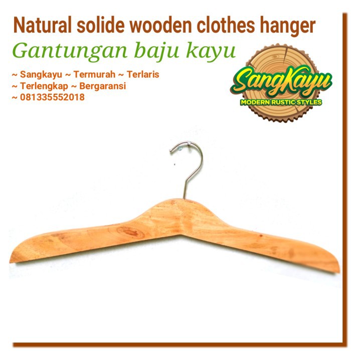 Gantungan baju Gantungan baju kayu wooden clothes hanger kayu 006