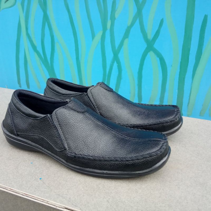 Sepatu pria fantopel slip on kulit sapi asli berkualitas ND_black