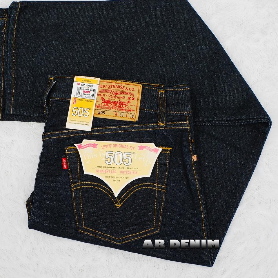 Harga murah Celana Jeans Levis Reguler Cowok Pria 505 Hitam Biru Muda Biru Tua Garment Original Deni