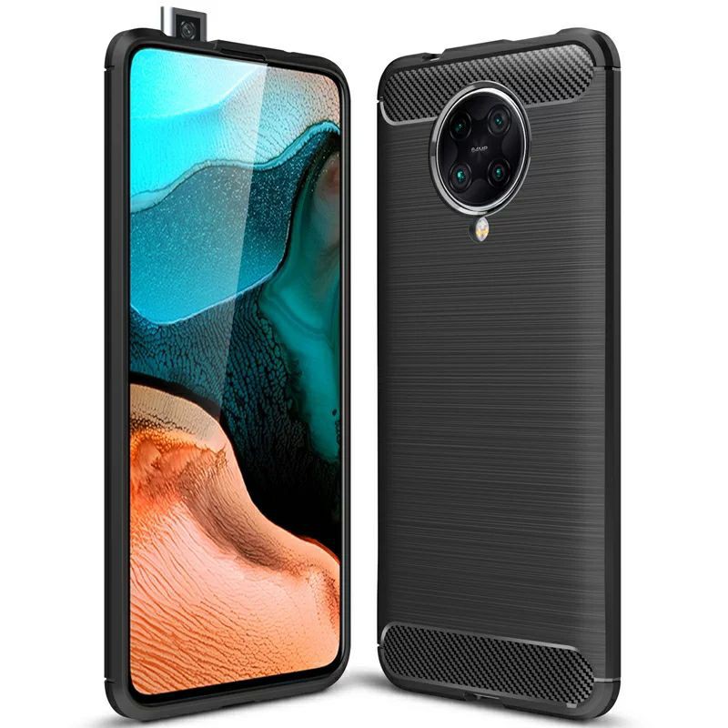 Case Carbon Fiber Poco F1 / F2 Pro / Redmi K30 Pro Rugged Armor Back Cover