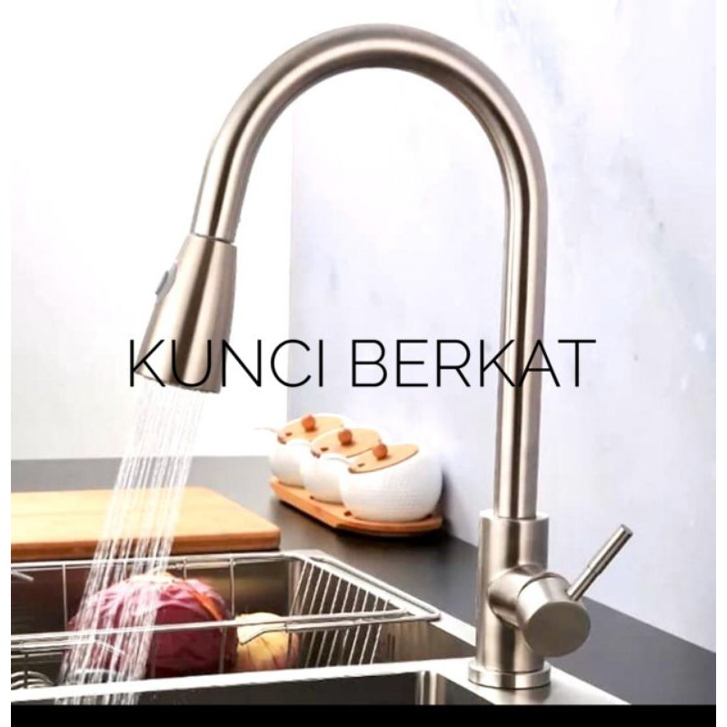 Kran cuci piring panas dingin tarik/keran/stainless doff/meja