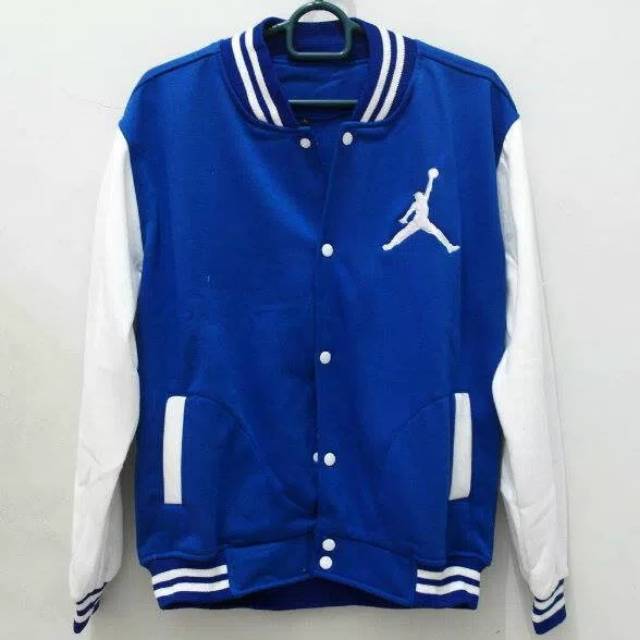JAKET BASEBALL JORDAN VARSITY BIRU BENHUR PUTIH
