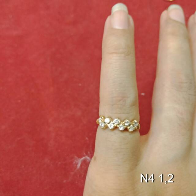 Cincin anak No 1 2 4 5 anak dan dewasa emas asli kadar 700 70% 22 1 satu g gr gram bunga permata deret selisih M