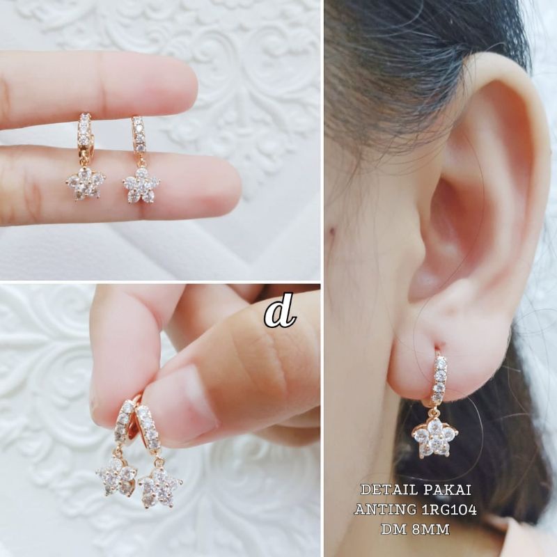 Anting Titanium Klip Permata Solitaire Anti Karat Xupblink Jewelry