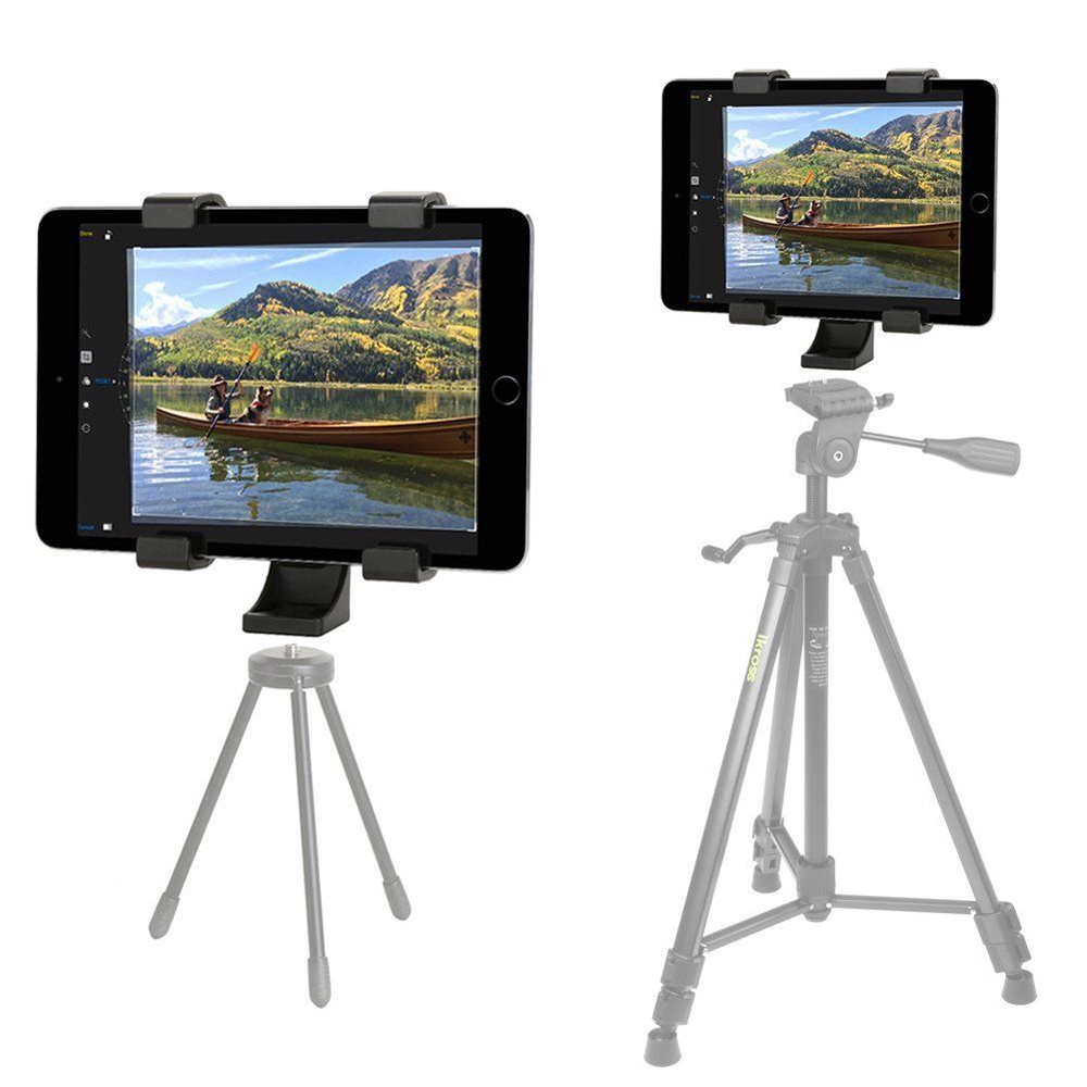 Tablet Holder Mount 1/4 Screw Bracket Tripod - Hitam