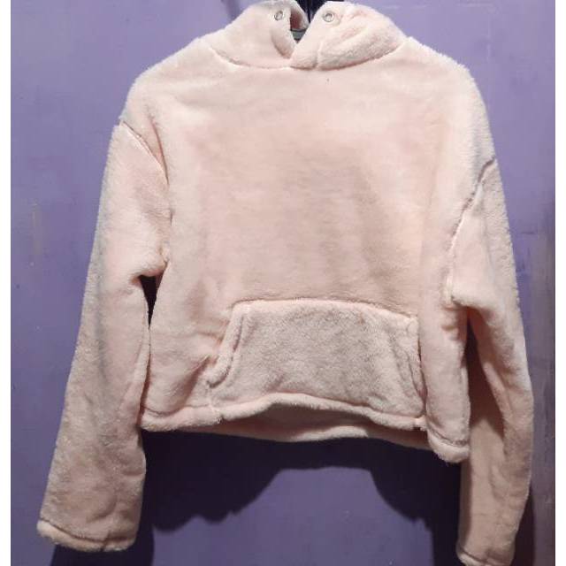 furry pink hoodie