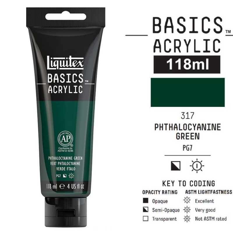 

LIQUITEX BASICS ACRYLIC COLOUR 118 ML PHTHALOCYANINE GREEN