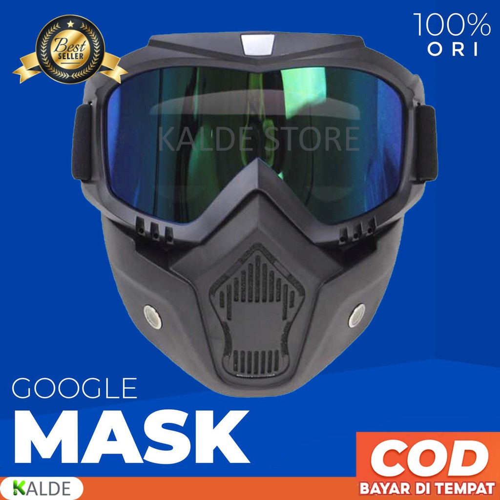 Google Mask Blue Kacamata Motor Anti Debu Helm Trail Goggle Gogle Cross Masker Silau Snail Goggles P