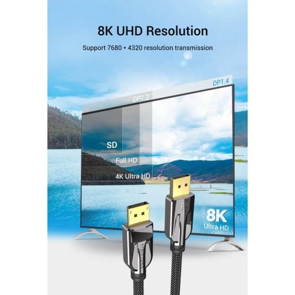 Vention Kabel DP Display Port 1.4 male To Male 8K UHD HDR - 1 Meter