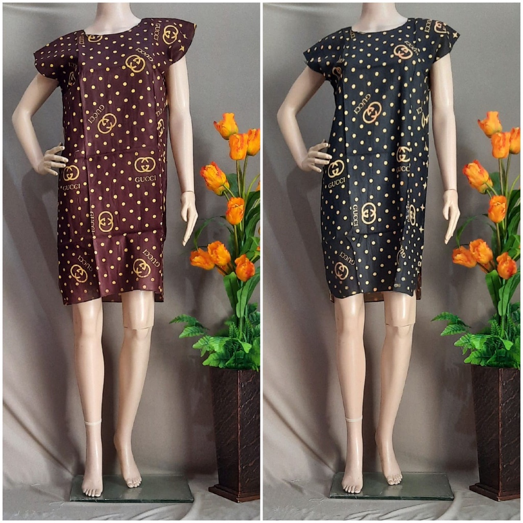 Daster rayon midi motif polka gucci size standart