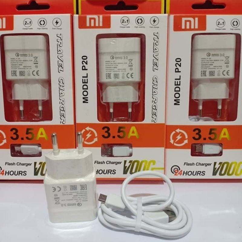 Travel Charger P20 / Casan P20 P 20 Branded USB Micro 3.1A Flash charger Murah Bergaransi Jaminan Uang Kembali