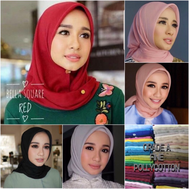 Premium Hijab Saudi Bella  Varian 1 Krudung Segi  Empat  