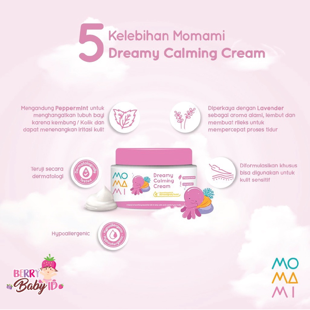 Momami Dreamy Calming Cream Pereda Perut Kembung Bayi 50 gr Mo Ma Mi Berry Mart