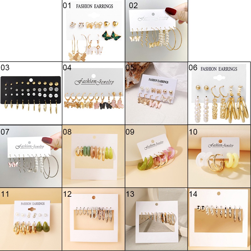 Set Anting Juntai Bentuk Kupu-Kupu Aksen Mutiara Bahan Akrilik Warna Emas Gaya Bohemian Untuk Wanita