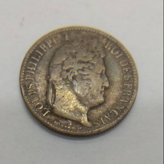 uang koin kuno tahun 1846 , Louis philippe I , Roides Francais , 50 cents , berat 2.5 gr.