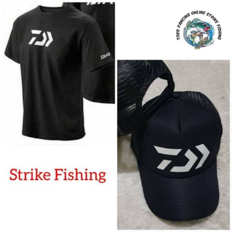 kaos mancing dengan Topi mancing Daiwa