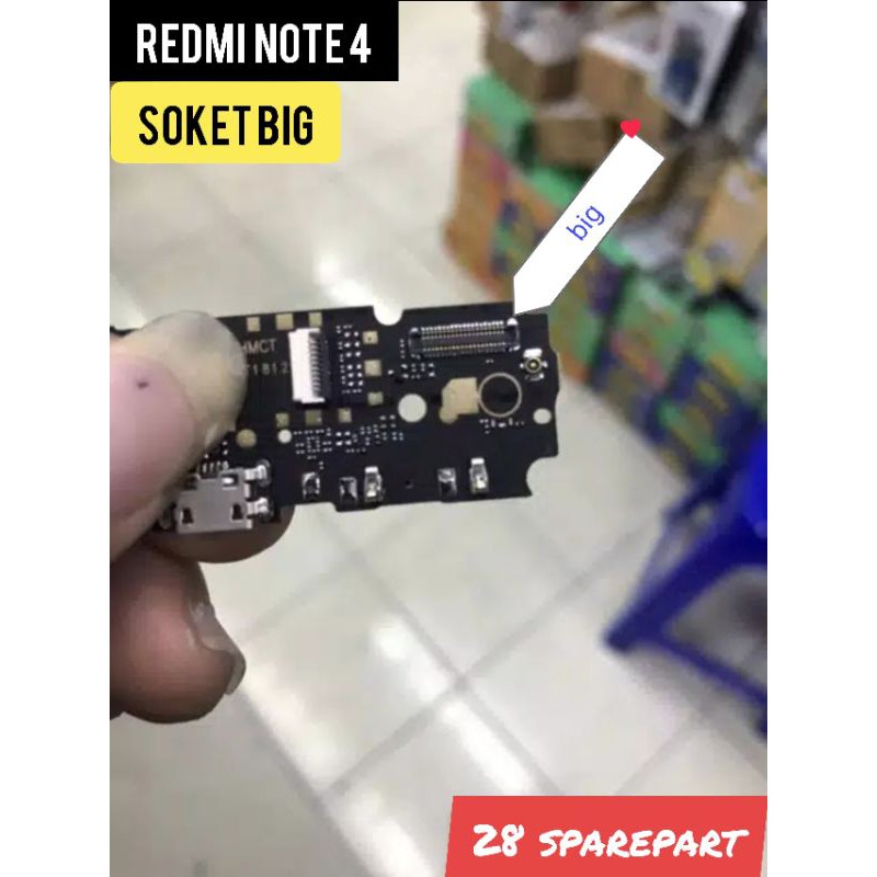 FLEXIBLE/KONEKTOR CHARGER XIAOMI REDMI NOTE 4 SOKET BIG/SMALL SOKET KECIL/BESAR  ORIGINAL