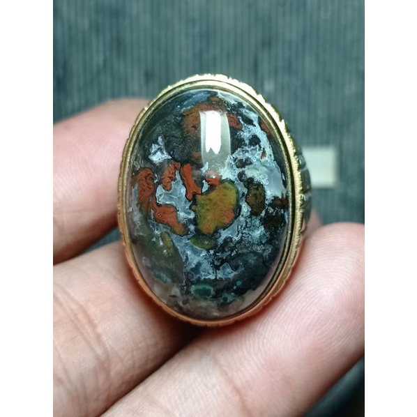 cincin batu akik pancawarna kembang super antik kembang lain phyrus bacan doko