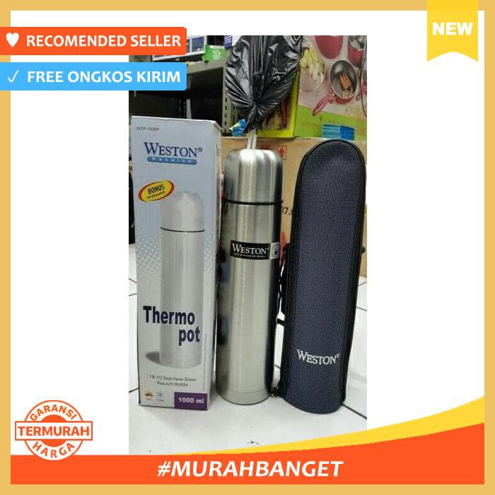 Botol Minum & Termos - Termos Stainless Steel 1 Liter Air Panas Dingin Weston - Bekal