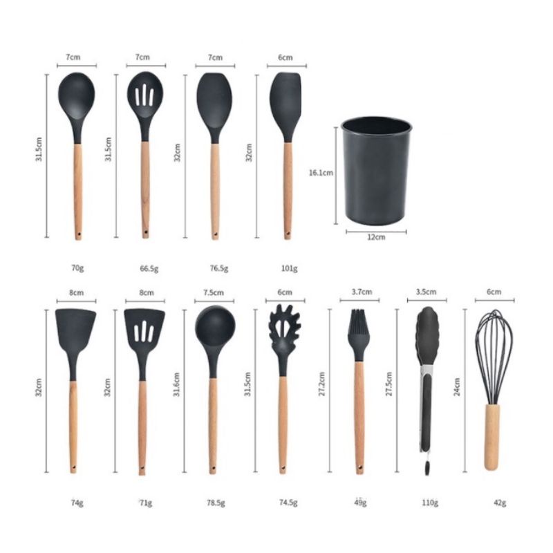 SPATULA SILICON PERLENGKAPAN MASAK 12 IN 1 FOOD GRADE