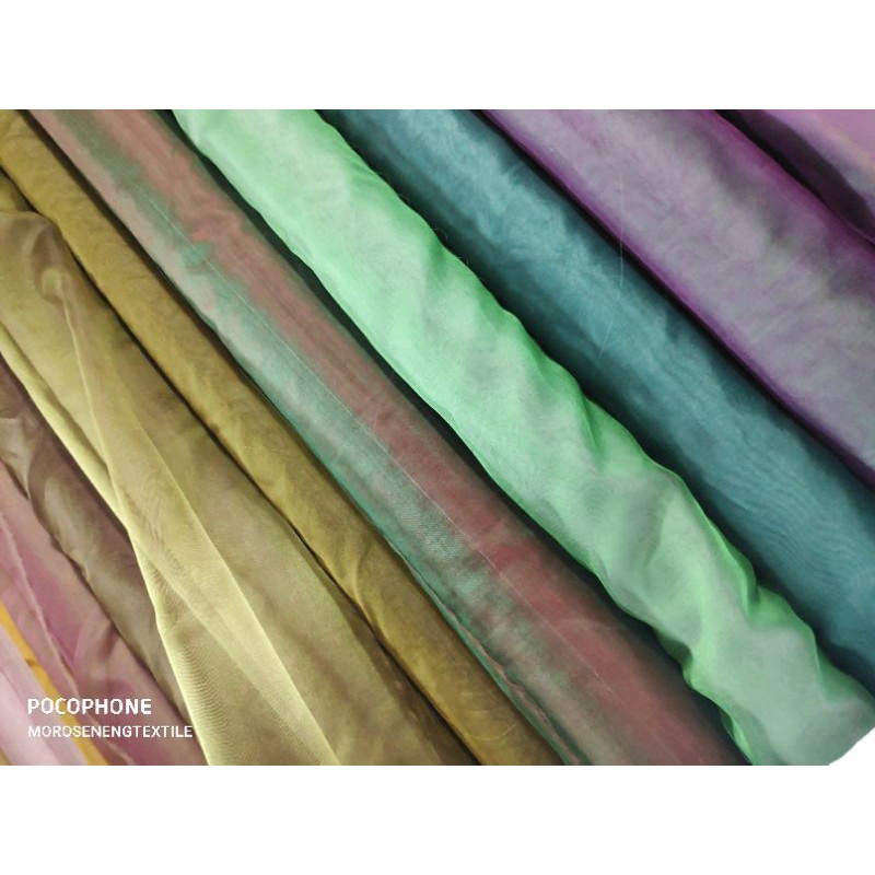 Kain Sutra 100% Kaca  Organdi  Pure Silk Organza Two Tone