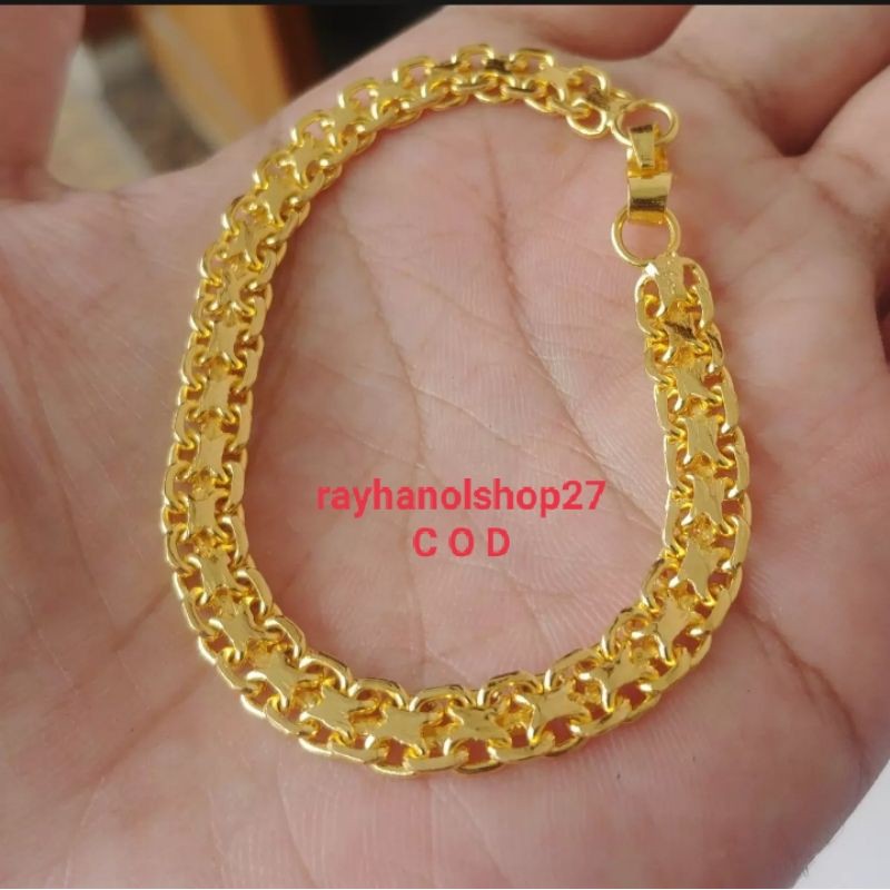 GELANG TANGAN NORI DOUBLE LAPIS EMAS 24 K GOLD DAN SILVER ANTI PUDAR PILIHAN