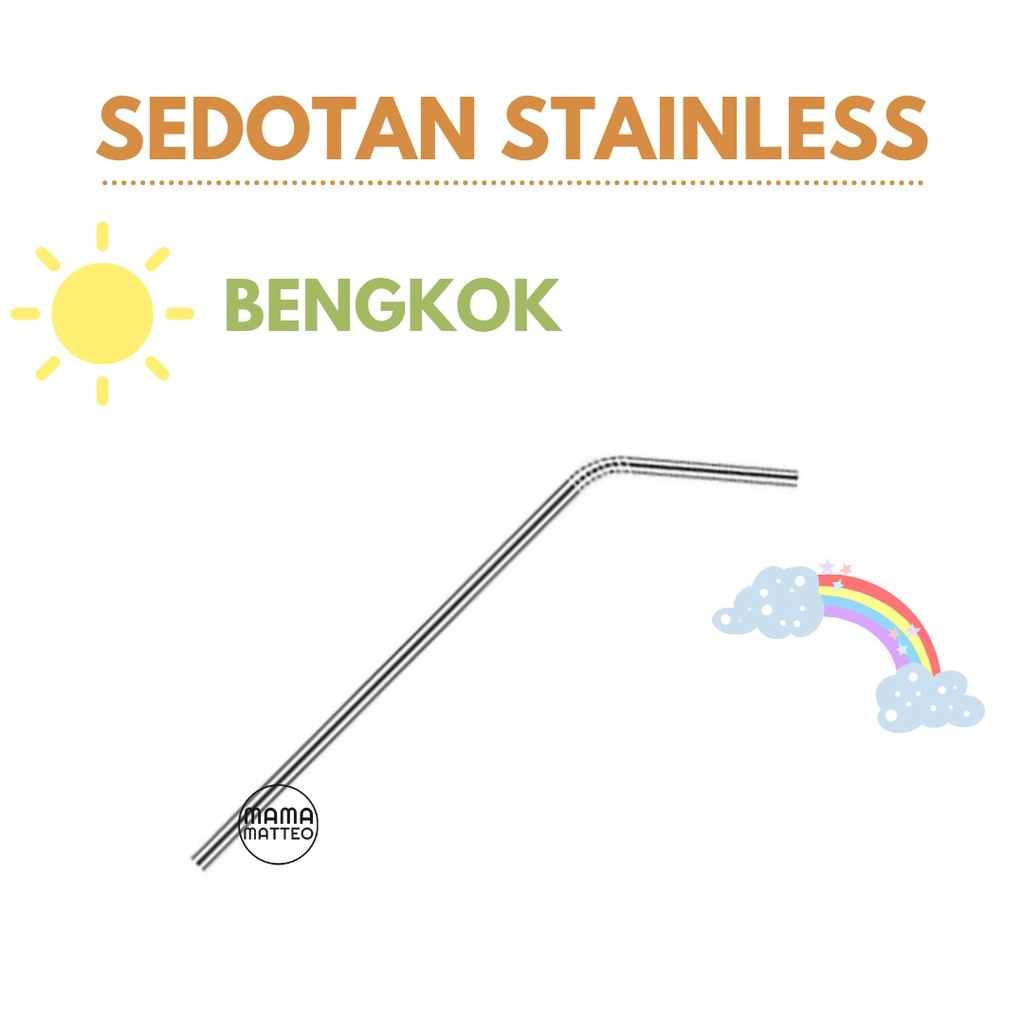 SEDOTAN STAINLESS / Sedotan Lurus Bengkok / Sikat Sedotan 17cm