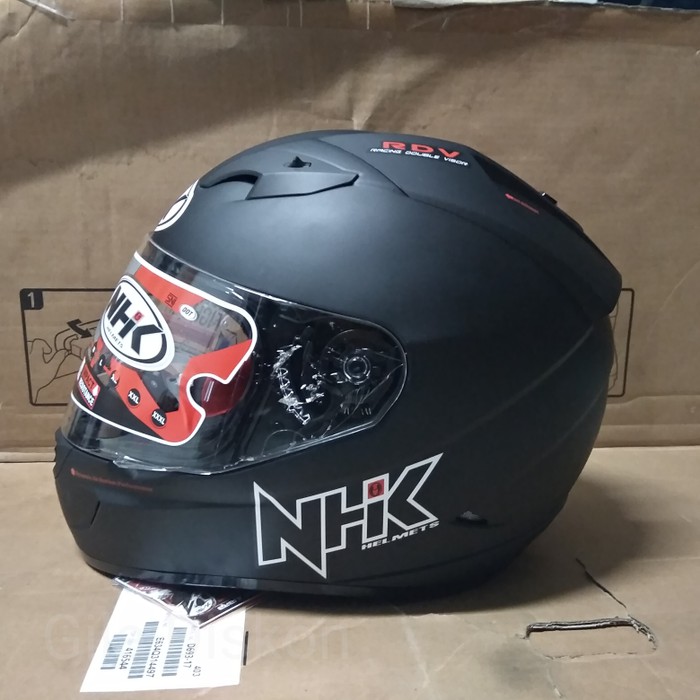 NHK GP1000 solid Helm Full Face Double Visor - Hitam Doff