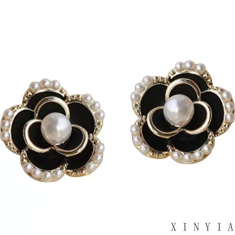 Anting Stud Silver Needle Bentuk Bunga Camellia Gaya Vintage