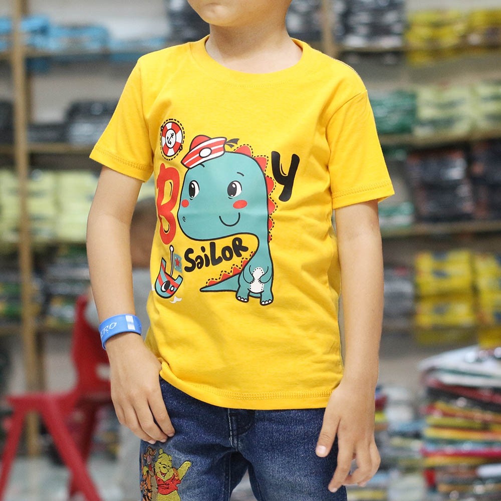KAOS ANAK KONVEKSI BERKUALITAS DINOSAURUS SAILOR MUSTARD
