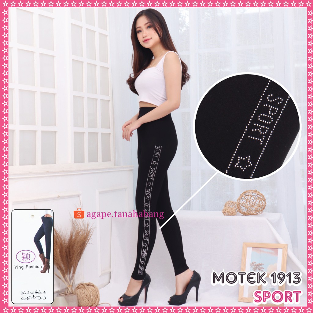 Legging Motek Samping 1913 SPORT / Legging motek wanita / legging panjang wanita / legging fashion