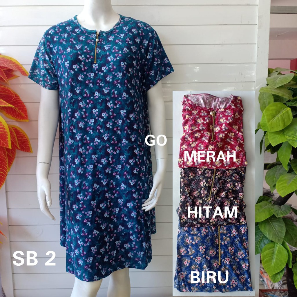 gof SR DASTER/DRESS SUPER JUMBO Wanita Casual Motif Polos Pakaian Perempuan Lengan Pendek