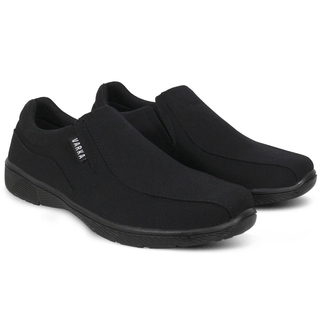 Sepatu Slip On Pria V 57716 Brand Varka Sepatu Kets Kerja Santai Jalan Jalan Harga Murah Berkualitas - Hitam