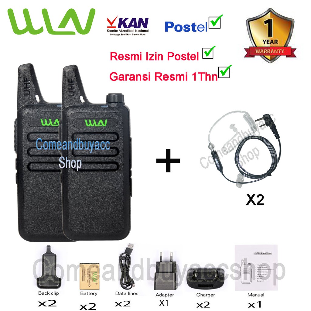 Paket Hemat FBI Walkie Talkie WLN HT Two-Way Radio ( ISI 2pcs) - Black-Batrai 1500 mAh