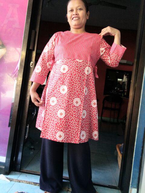 Tunik Bunga Salur  Tunik Batik Cantik Tunic Batik Modern Seragam Batik Kerja Kantor Terbaru Elegan