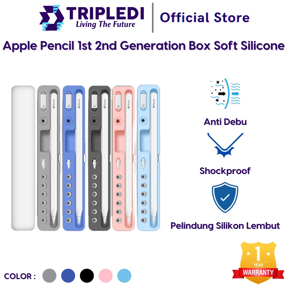 tripledi apple pencil gen 1 2 soft silicone box storage case tip nib holder kotak tempat stylus pen 