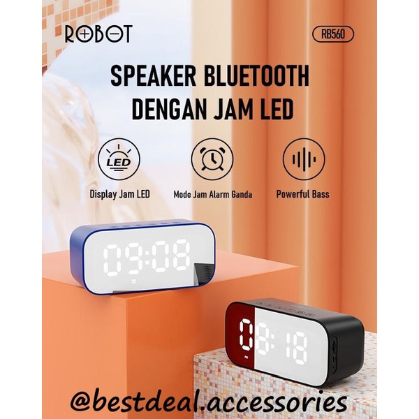 Robot RB560 Alarm Clock Bluetooth Speaker LED Display Jam Meja Digital