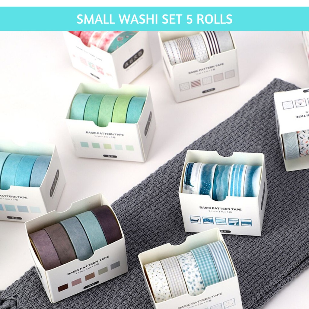 

WASHI TAPE 5 ROLLS 3 TEMA UNTUK BUJO PLANNER AGENDA BULLET JOURNAL READY STOCK