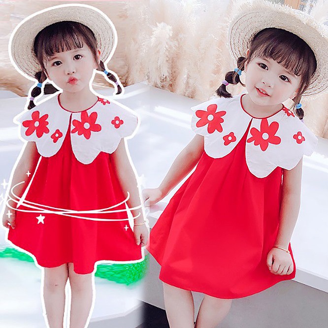 Dress Merah Anak Perempuan Lucky Flower