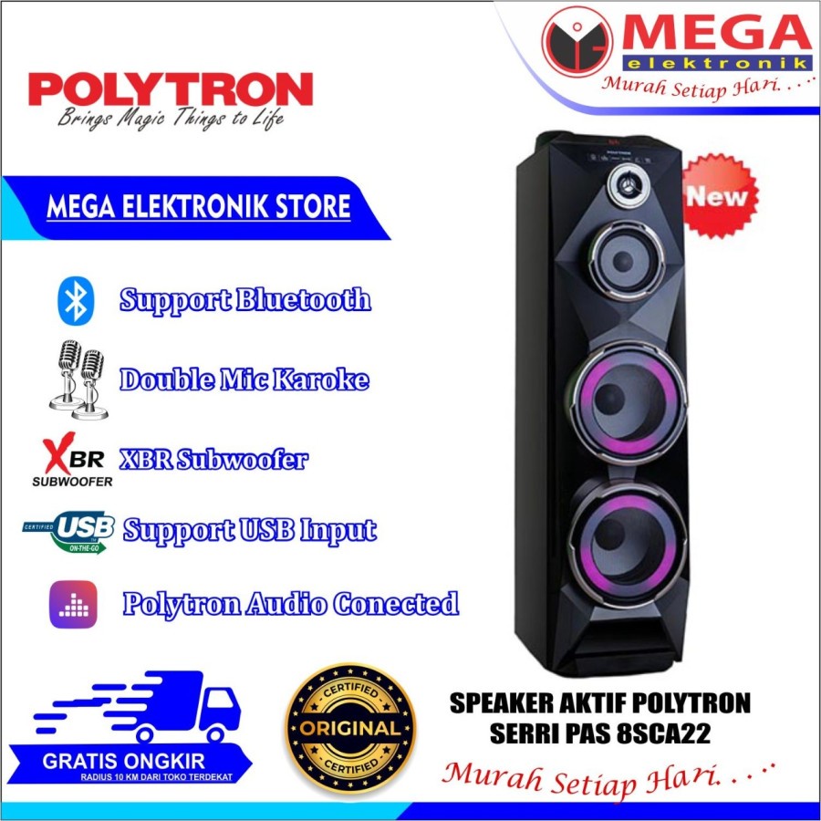 SPEAKER AKTIF POLYTRON PAS 8SCA22 / PAS 8SCA22 / PAS8SCA22 BERGARANSI