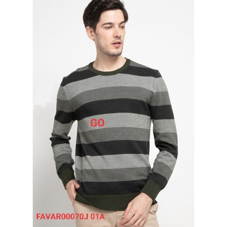BB CFD CARDINAL SWEATER FORMAL Pakaian Pria Outerwear Cardigan Jaket Casual Salur Lengan Panjang