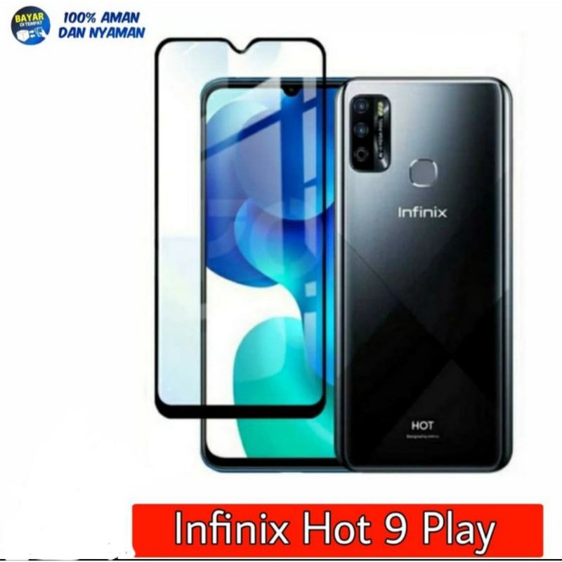 Tempered Glass 9D Infinix Hot 9 Play New + Camera Lensa 2 in 1