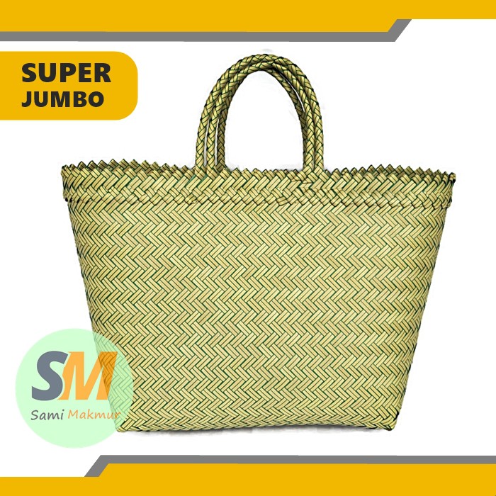 Tas Anyaman Plastik LURIK POLOS SUPER JUMBO (XL)  / Tas Belanja / Tas Anyam Jinjing