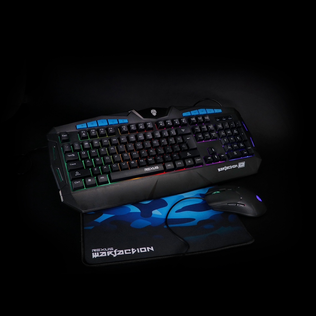 Keyboard Mouse Gaming Rexsus Vr1 RGB 1 set Murah