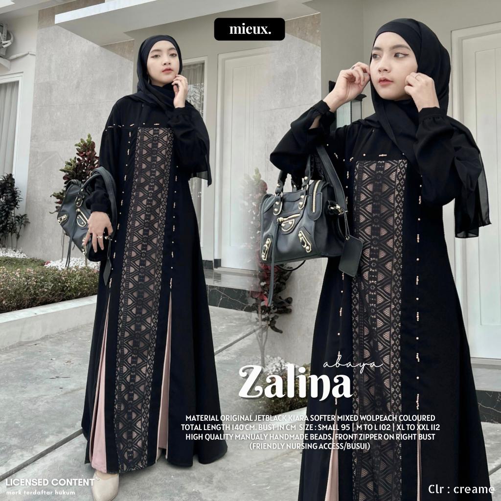 Zalina Gamis Abaya turkey Muslim Wanita jetblack Original Produk Mieux