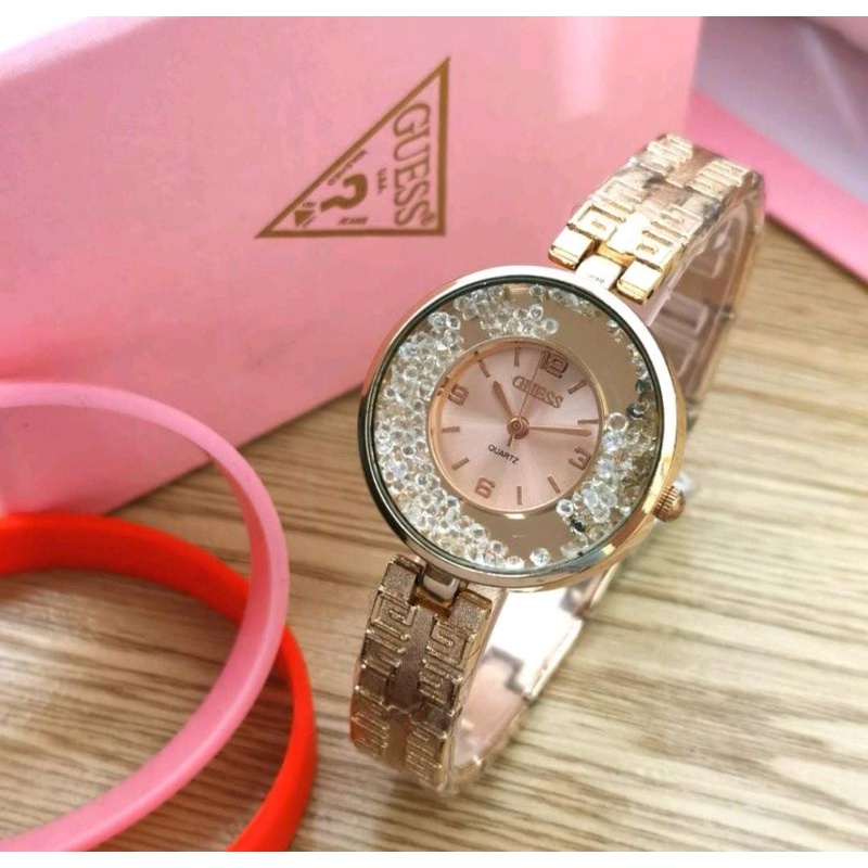 Jam Tangan Wanita Jam Tangan Terlaris Rantai Free Box &amp; Baterai