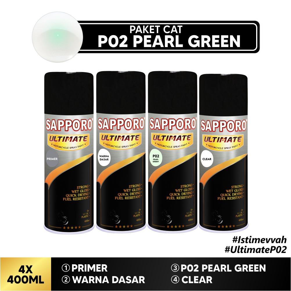 Paket Cat P02 Pearl Green / Sapporo Ultimate / Cat Aerosol Terbaik