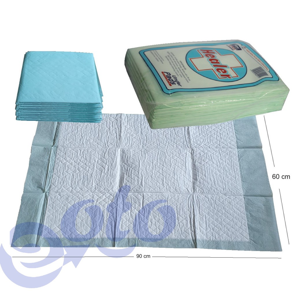 HEALER Underpad Under pad Perlak Sekali Pakai Alas Pasien Menyerap Urine Darah uk 90x60cm isi 10 pcs