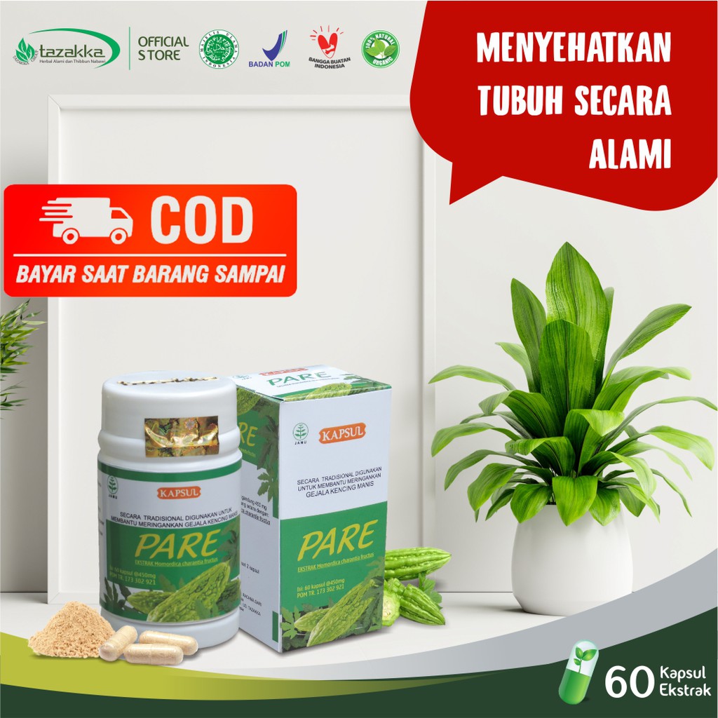 OBAT DIABETES Herbal Kapsul PARE Tazakka isi 60 kapsul HALAL BPOM dan dijamin Original